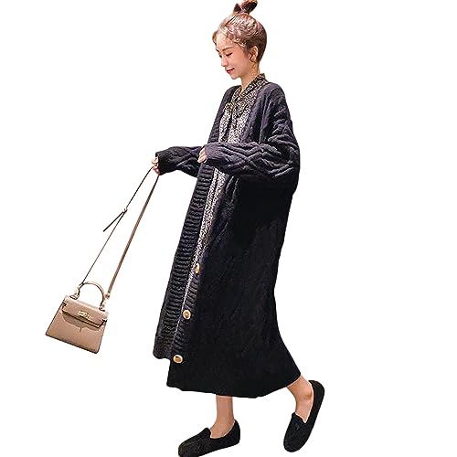 ロングセーター カーディガン レディース ケーブルニット トップス ケーブル編 上品 Vネック 長袖 着回し ファッション 無地 通勤 デート秋 冬