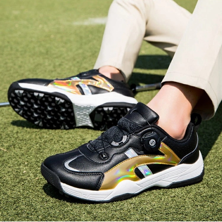 人気爆発ダイヤル式 ゴルフシューズ メンズ スパイクレス レッド ブルー イエロー ブラック ホワイト 大きいサイズ 4E 幅広い フィット感 ゴルフ スニーカー 動きやすい 歩きやすい 通気性 防水