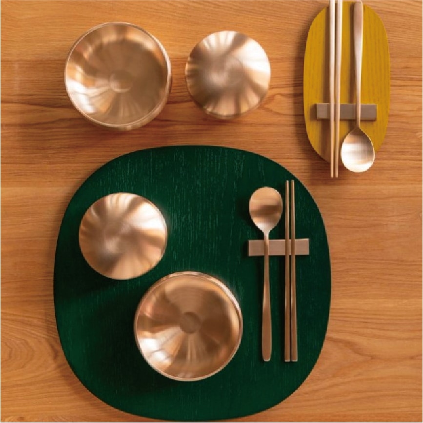 [方字鍮器] 国産 青銅器 スプーン 箸 セット 99.9% 抗菌 舌打ち防止 青銅食器 食器 黄銅道具