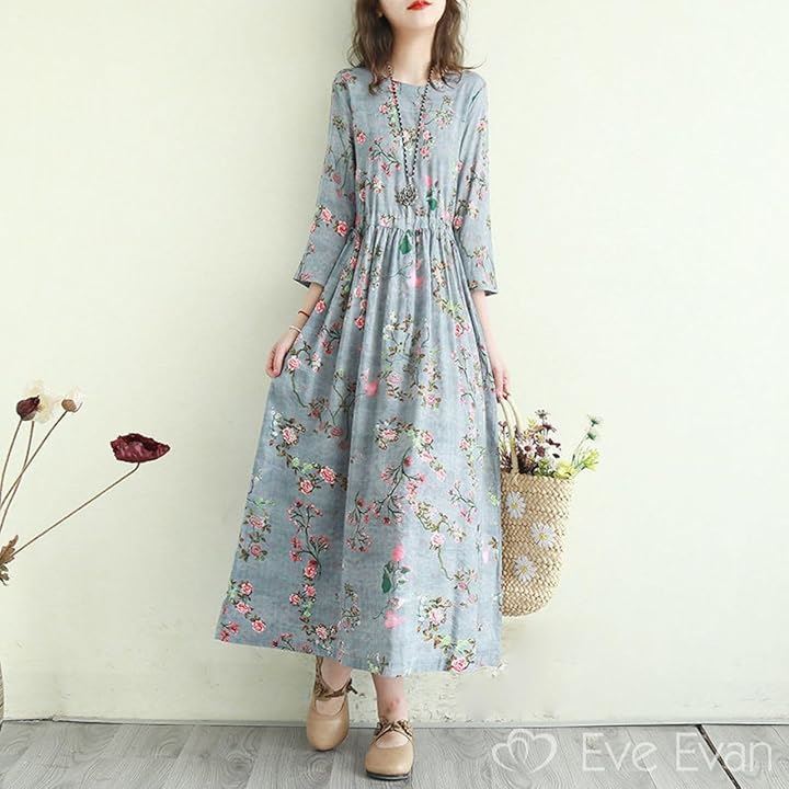 上品 レトロ ワンピース ロング 丈 素敵 エレガント 着痩せ 華奢見え 大人 ぽっちゃり カワイイ 大きいサイズ 都会的 やわらかい ポッチャリ キレイメ(ブルーグレー, XL) mikerobbins.dev