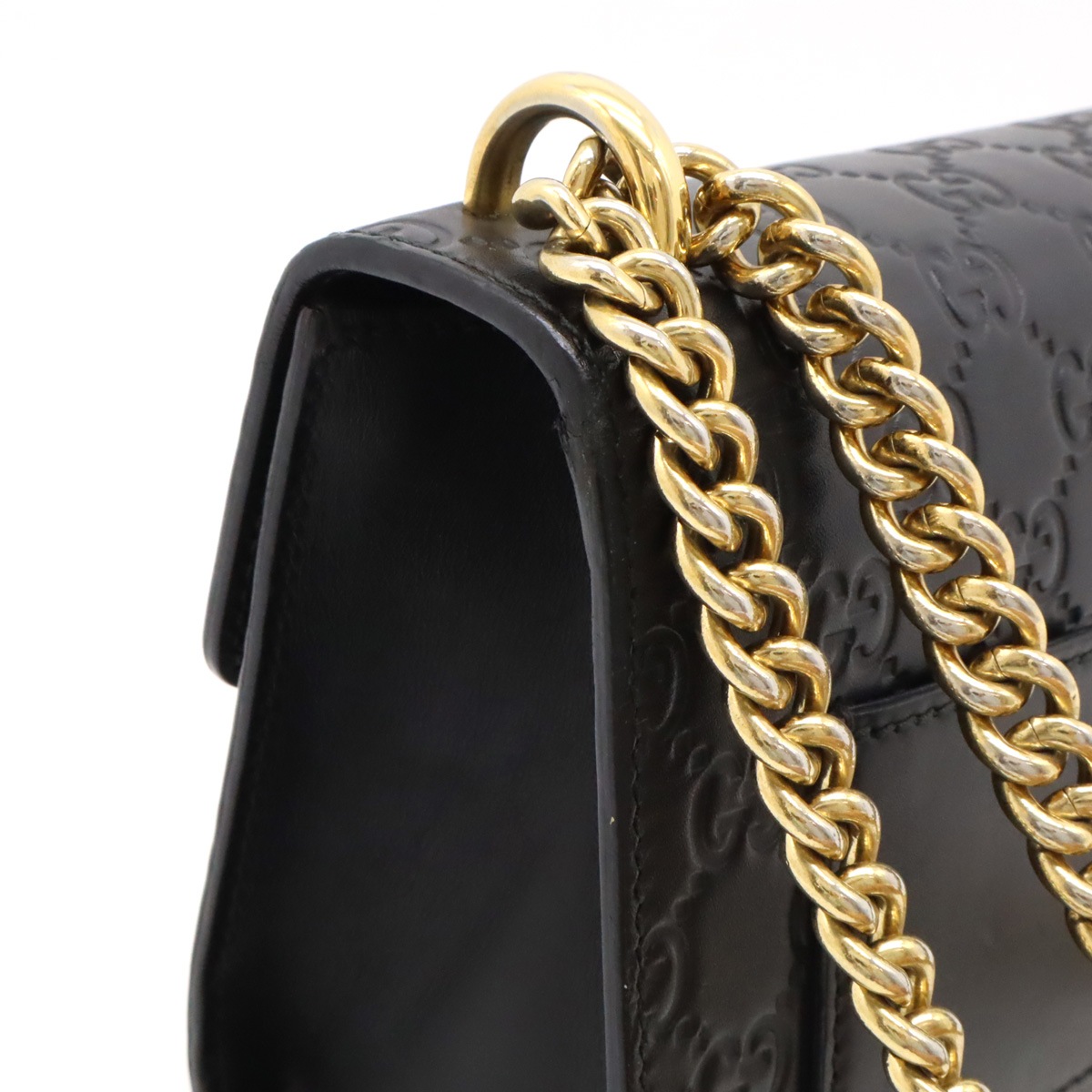 グッチシマ パドロック GG スモール ショルダーバッグ チェーンショルダー レザー ブラック 黒 ゴールド金具 409487 グッチシマ パドロック GG スモール ショルダーバッグ チェーンショルダー レザー ブラック 黒 ゴールド金具 409487