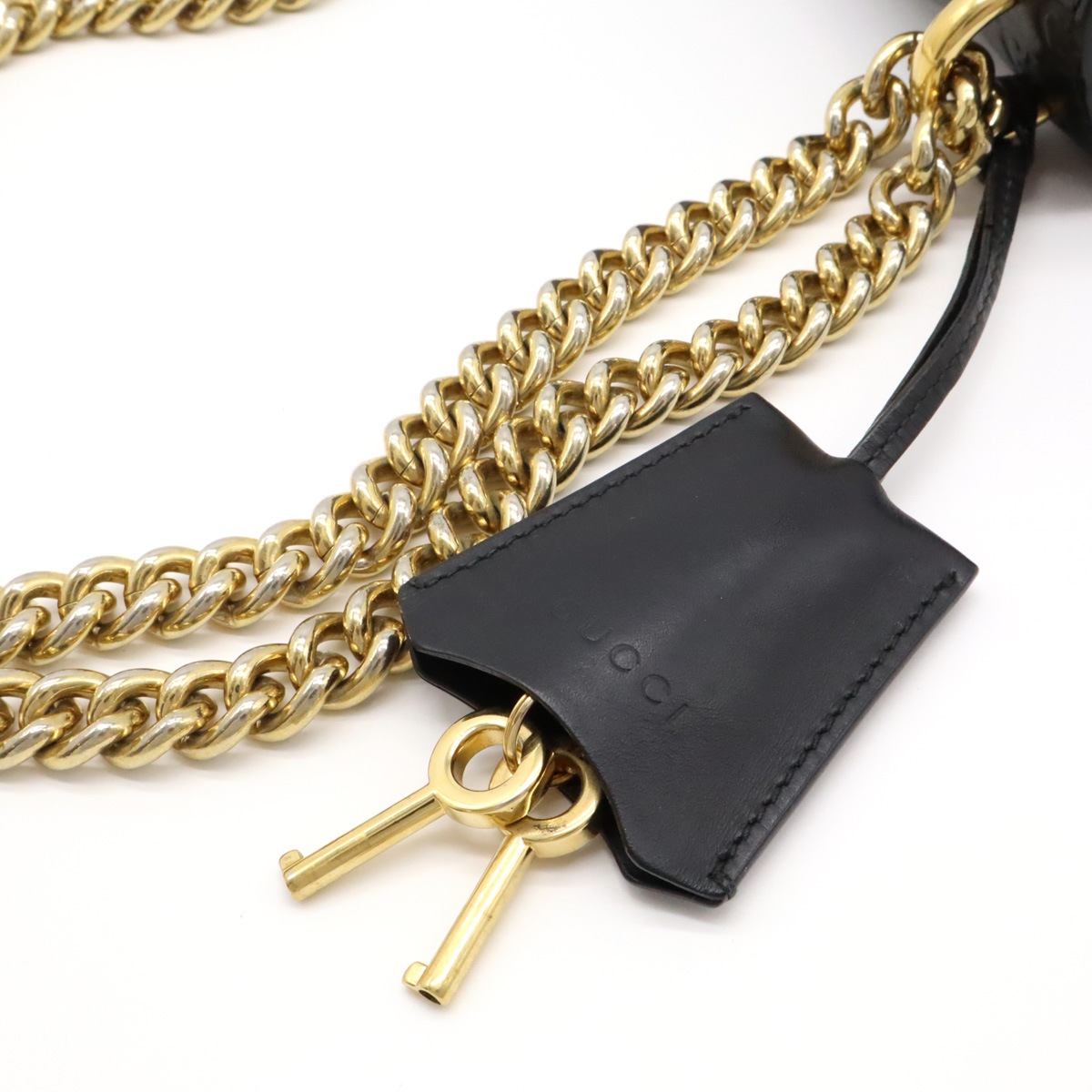 グッチシマ パドロック GG スモール ショルダーバッグ チェーンショルダー レザー ブラック 黒 ゴールド金具 409487 グッチシマ パドロック GG スモール ショルダーバッグ チェーンショルダー レザー ブラック 黒 ゴールド金具 409487