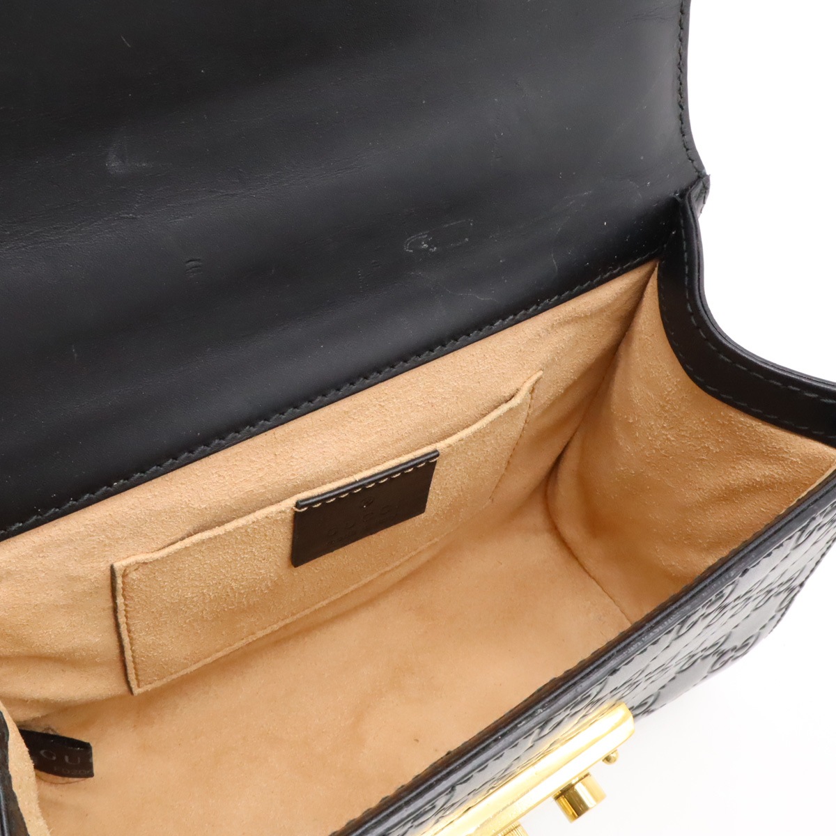 グッチシマ パドロック GG スモール ショルダーバッグ チェーンショルダー レザー ブラック 黒 ゴールド金具 409487 グッチシマ パドロック GG スモール ショルダーバッグ チェーンショルダー レザー ブラック 黒 ゴールド金具 409487