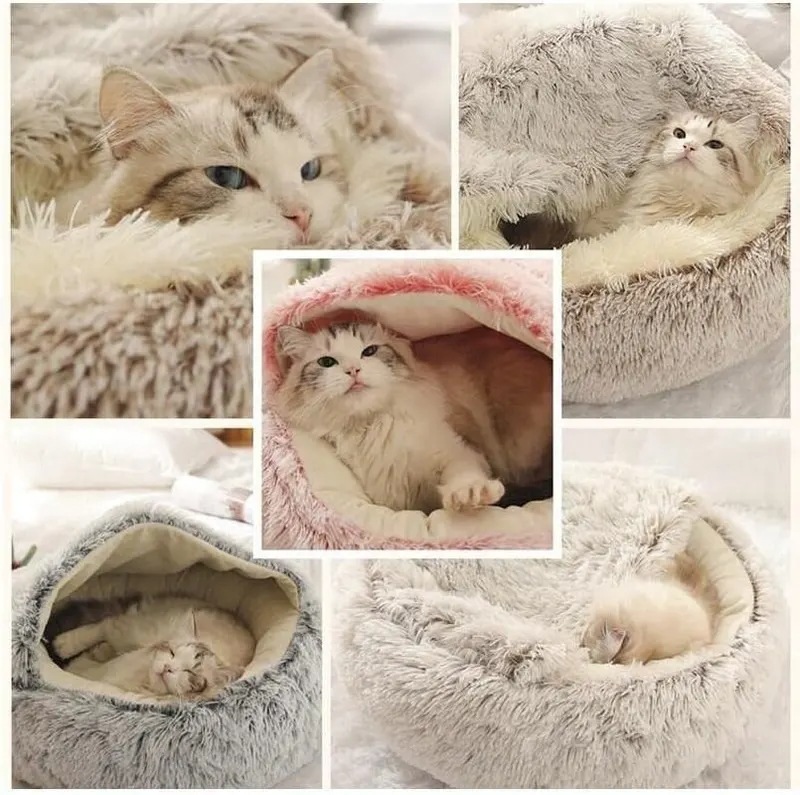 ペットマットレスペット用ソフトぬいぐるみラウンド猫ベッド暖かい快適なバスケット猫犬2 1寝袋の巣小型犬用 Brown 40x40cm