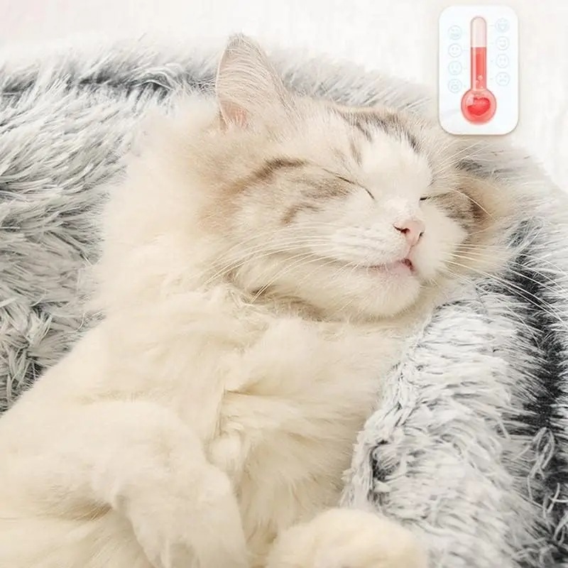 ペットマットレスペット用ソフトぬいぐるみラウンド猫ベッド暖かい快適なバスケット猫犬2 1寝袋の巣小型犬用 Brown 40x40cm