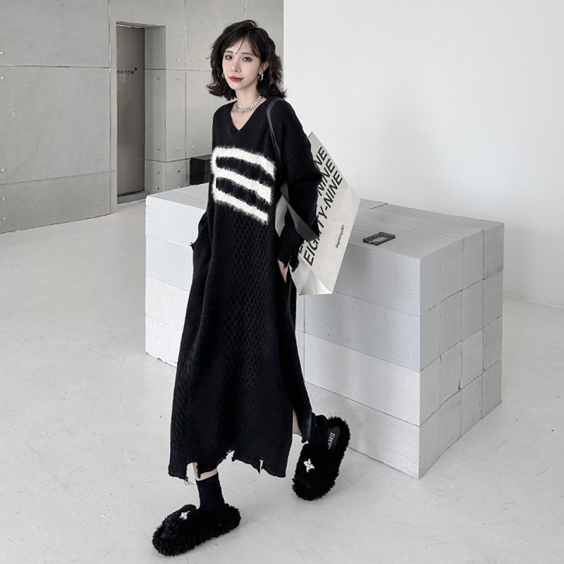 す ニット ワンピース ロングワンピ 大きいサイズ 厚手 レディース ニットワンピース ロング プルオーバー 体型カバー マキシワンピース リブニット ミモレ丈 チュニック タイト