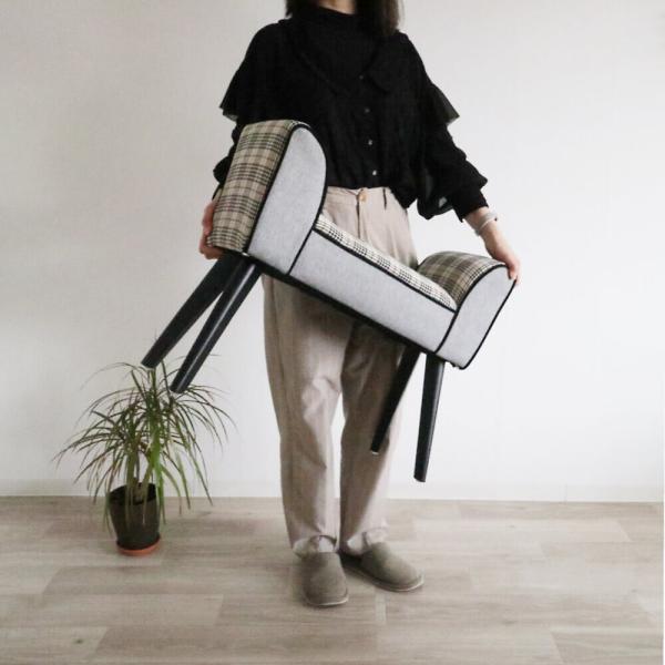 チェア 椅子 スツール レトロ かわいい アンティーク グレーチェック いす イス ソファ 1人掛け コンパクト スリム 座面高さ40cm チェア 椅子 スツール レトロ かわいい アンティーク グレーチェック いす イス ソファ 1人掛け コンパクト スリム 座面高さ40cm