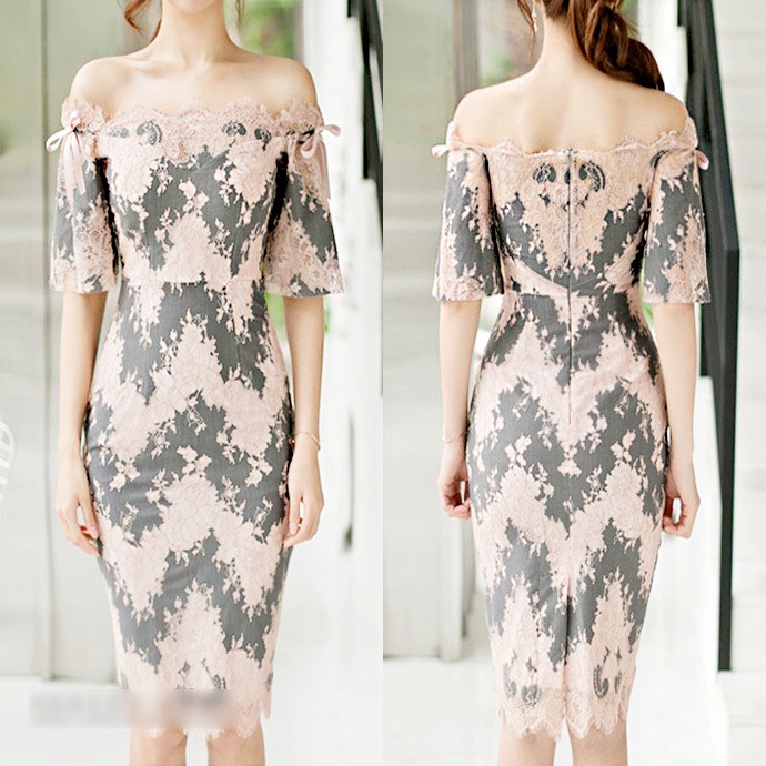 ワンピース ワンピ オフショルダー オフショル 花 レース リボン タイト ミディアム丈 ひざ丈 半袖 ハーフスリーブ 上品 韓国ファッション キュート 大人可愛い 大人セクシー きれいめ パーティー ワンピース ワンピ オフショルダー オフショル 花 レース リボン タイト ミディアム丈 ひざ丈 半袖 ハーフスリーブ 上品 韓国ファッション キュート 大人可愛い 大人セクシー きれいめ パーティー