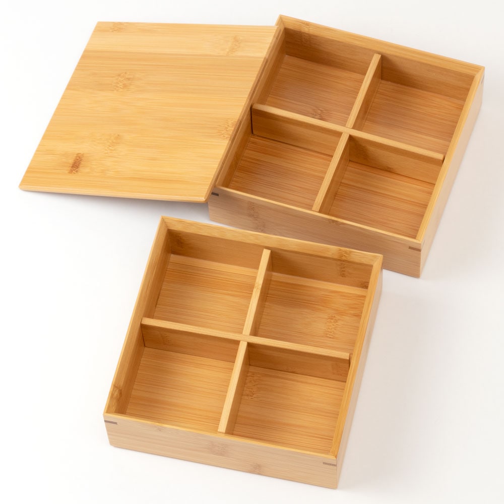 竹の弁当箱 スス正角2段弁当箱 (5501) 二段重箱 Bento made of bamboo 竹の弁当箱 スス正角2段弁当箱 (5501) 二段重箱 Bento made of bamboo