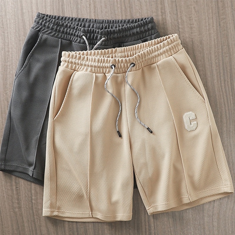 アメリカン ワッフル ヘビー ショートパンツ メンズ 夏 レター刺繍 スウェットパンツ カジュアル メンズ スウェットパンツ 七分丈パンツ アメリカン ワッフル ヘビー ショートパンツ メンズ 夏 レター刺繍 スウェットパンツ カジュアル メンズ スウェットパンツ 七分丈パンツ