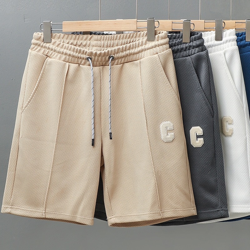 アメリカン ワッフル ヘビー ショートパンツ メンズ 夏 レター刺繍 スウェットパンツ カジュアル メンズ スウェットパンツ 七分丈パンツ アメリカン ワッフル ヘビー ショートパンツ メンズ 夏 レター刺繍 スウェットパンツ カジュアル メンズ スウェットパンツ 七分丈パンツ