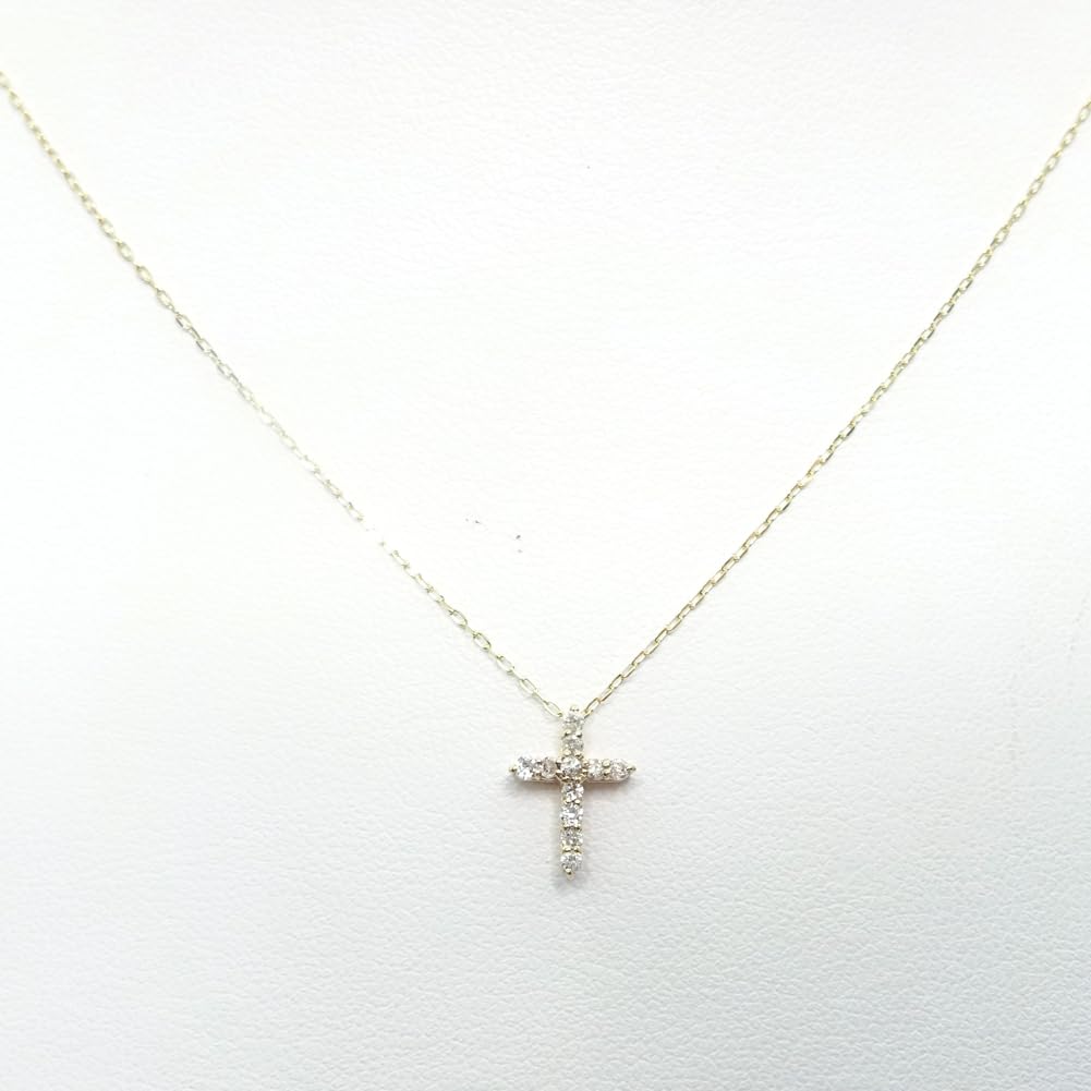 K10YG ダイヤモンド クロスネックレス プチペンダント0.10カラット11石鑑別書付 K10YG ダイヤモンド クロスネックレス プチペンダント0.10カラット11石鑑別書付