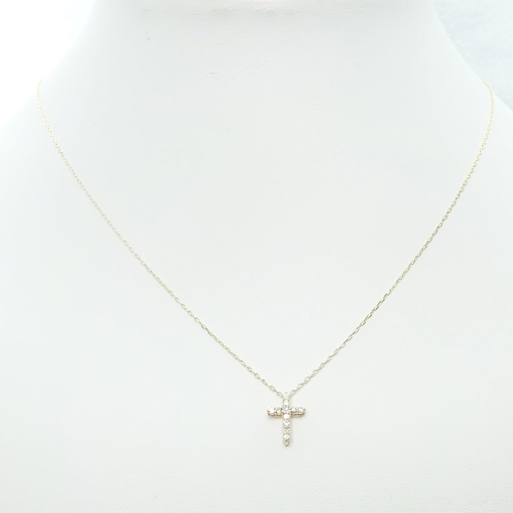 K10YG ダイヤモンド クロスネックレス プチペンダント0.10カラット11石鑑別書付 K10YG ダイヤモンド クロスネックレス プチペンダント0.10カラット11石鑑別書付