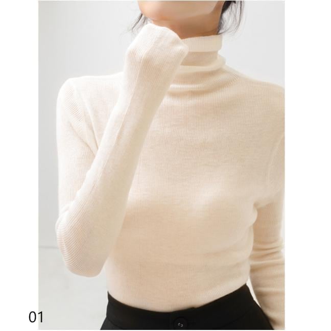 ハイネック ニット 長袖 レディース 薄手 秋 冬 カットソー タートル リブニット タートルネック 赤 黒 白 ピンクレッド女の子