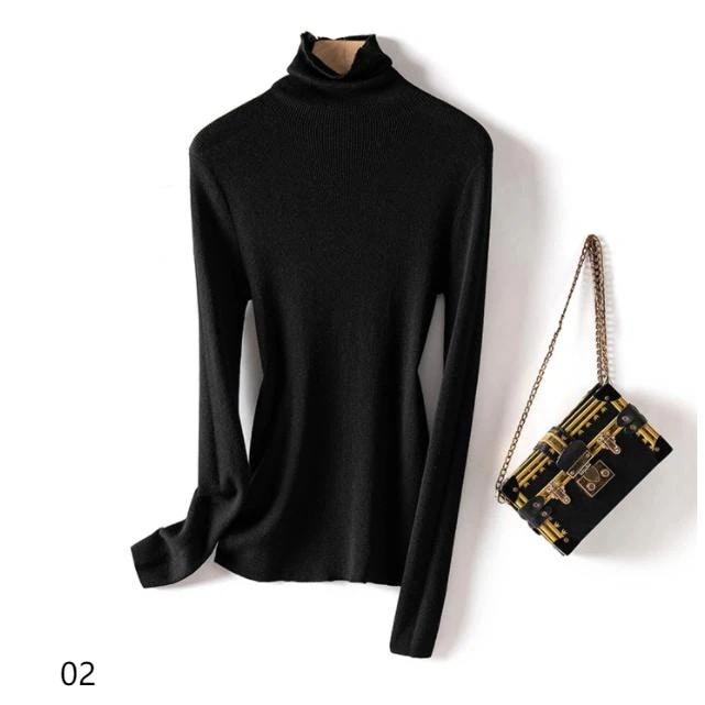 ハイネック ニット 長袖 レディース 薄手 秋 冬 カットソー タートル リブニット タートルネック 赤 黒 白 ピンクレッド女の子