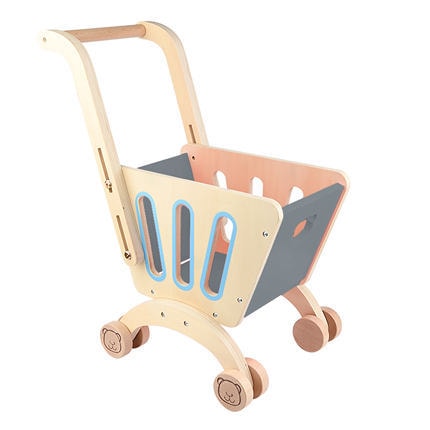 木製の子供のシミュレーションショッピングカートのおもちゃの女の子のスーパーマーケットのトロリーミニままごとのおもちゃセット