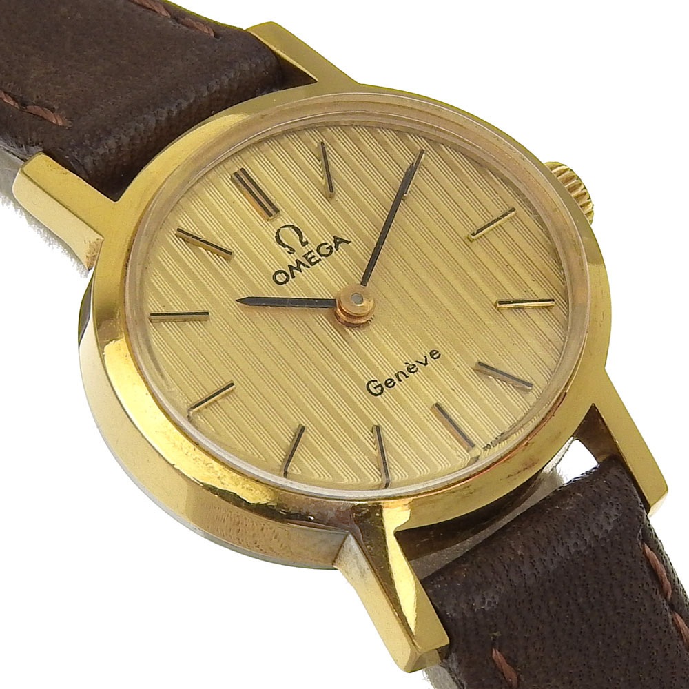 ジュネーブ 腕時計 金メッキ レザー 手巻き レディース ゴールド文字盤 中古品 ジュネーブ 腕時計 金メッキ レザー 手巻き レディース ゴールド文字盤 中古品
