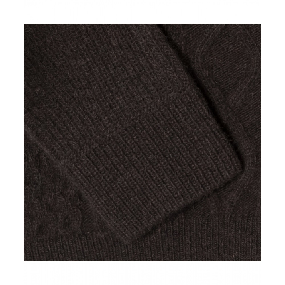 LACOSTE 女性用ケーブルクロップカーディガン [ブラウン]