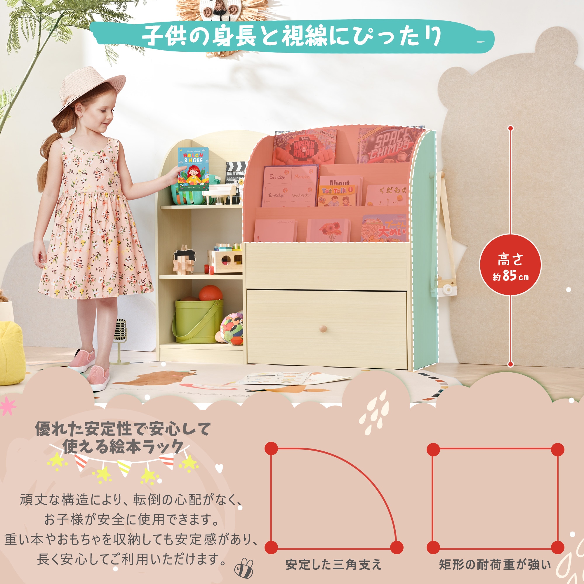 絵本ラック 絵本棚大容量本棚収納ラック多機能 おもちゃ収納 収納ボックス子供部屋 絵本ラック 絵本棚 大容量 本棚 収納ラック 多機能 おもちゃ収納