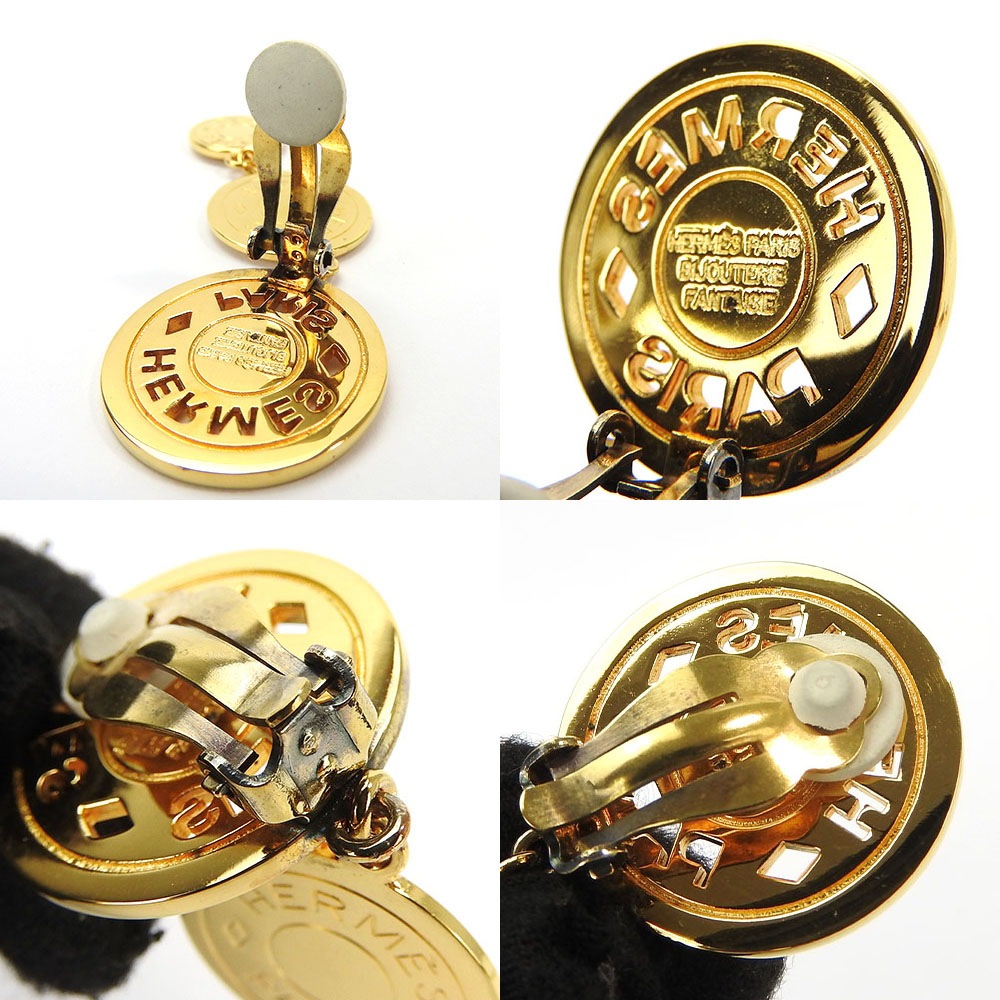 中古 エルメス イヤリング セリエ 3連 ゴールド GP メッキ アクセサリー ジュエリー 小物 レディース 女性 オシャレ HERMES earrings accessory