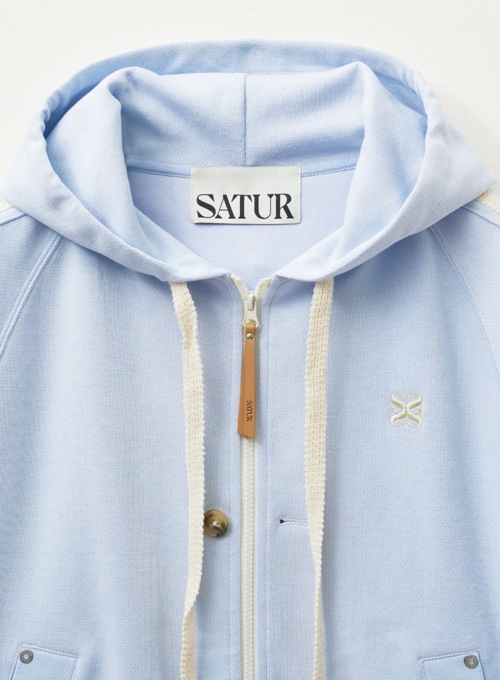 SATUR】 LAWTON LOOSE FIT HOOD ZIP-UP : SKY BLUE