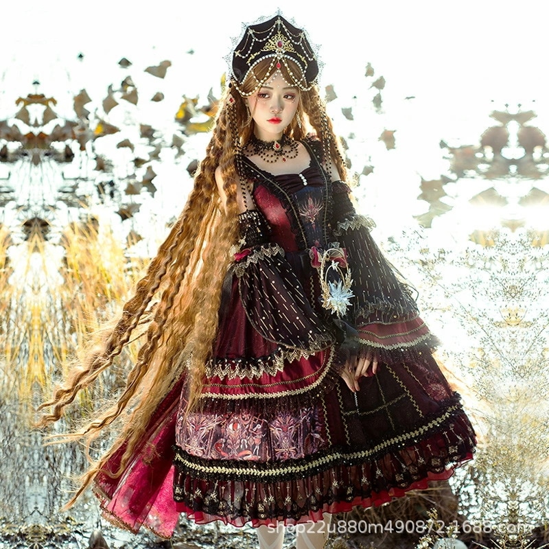 ハロウィン　コスプレ　ロリータ ワンピース ブラック ロリィタ　黒 ロリータファッション ロリィタファッション クラシカル ゴシック 大人 ふわふわ レース レディース ハロウイン 仮装 コスプレ