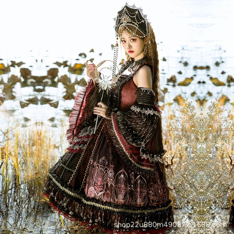 ハロウィン　コスプレ　ロリータ ワンピース ブラック ロリィタ　黒 ロリータファッション ロリィタファッション クラシカル ゴシック 大人 ふわふわ レース レディース ハロウイン 仮装 コスプレ