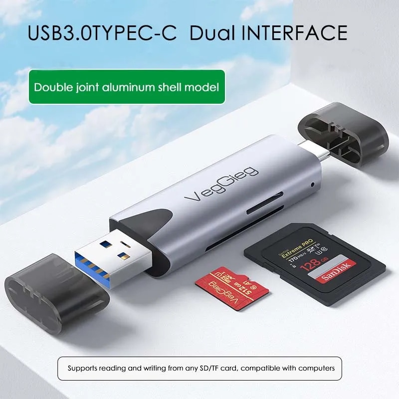 Ugreen-USB 3.0からSDへのメモリカードアダプター pcラップトップアクセサリー用メモリーカード マルチスマートカードリーダー 2-IN-1