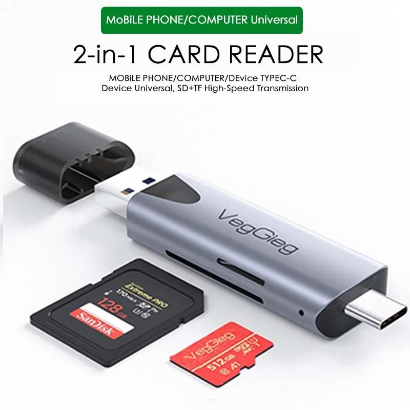 Ugreen-USB 3.0からSDへのメモリカードアダプター pcラップトップアクセサリー用メモリーカード マルチスマートカードリーダー 2-IN-1