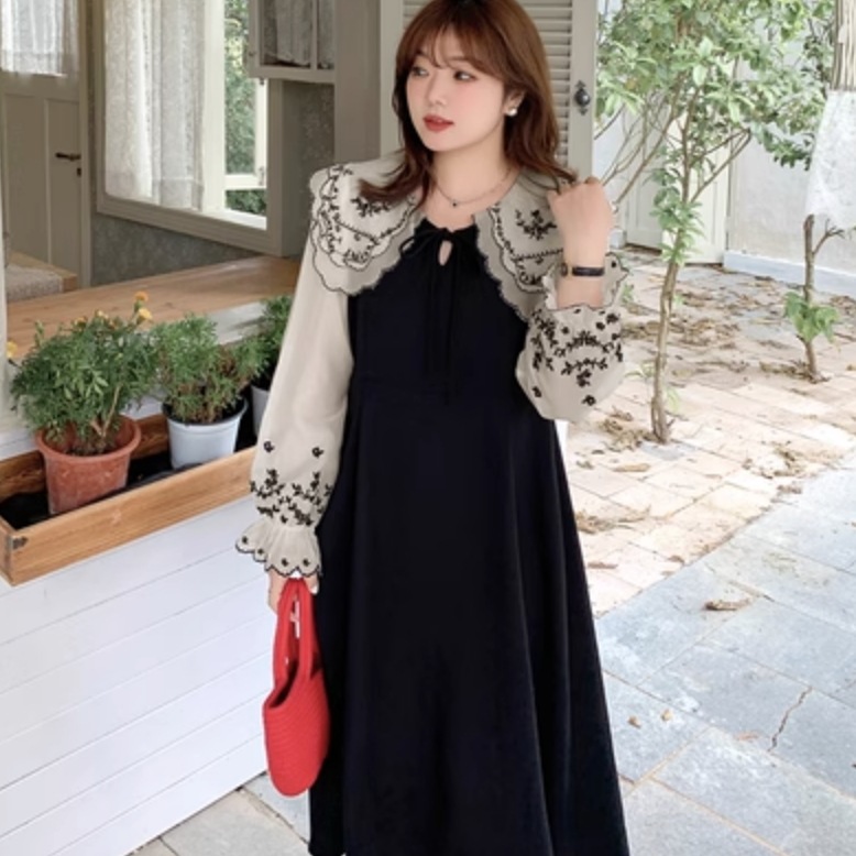 ワンピース デート フレアワンピース ミモレ ミモレ丈 袖あり 長袖 かわいい 大人可愛い きれいめ シンプル カジュアル 大人 上品 おしゃれ お洒落 主役級 存在感 春 秋 10代 20代 30代