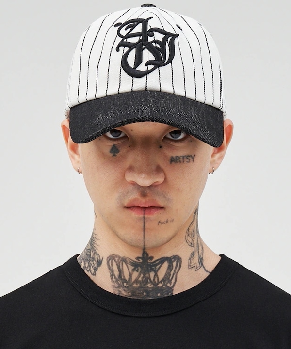KAPITAL アイボリーと青のストライプキャップ Qoo10