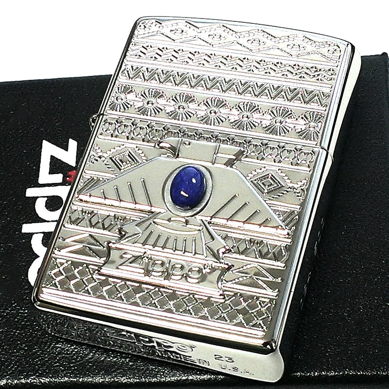 ZIPPO 限定500個生産 サンダーバード ラピスラズリ 御守り ジッポ ライター エッチング彫刻 プラチナシルバー 両面加工 シリアルナンバー入り お守り メンズ ギフト プレゼント