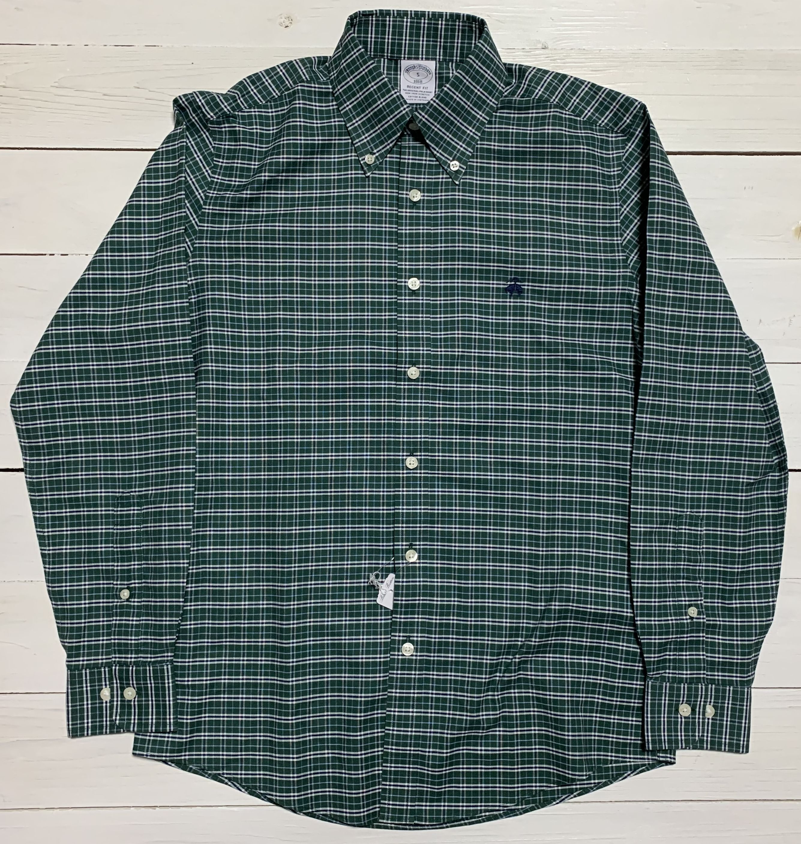 長袖 ワンポイント ボタンダウンシャツ チェック グリーン メンズ Brooks Brothers BB2-056
