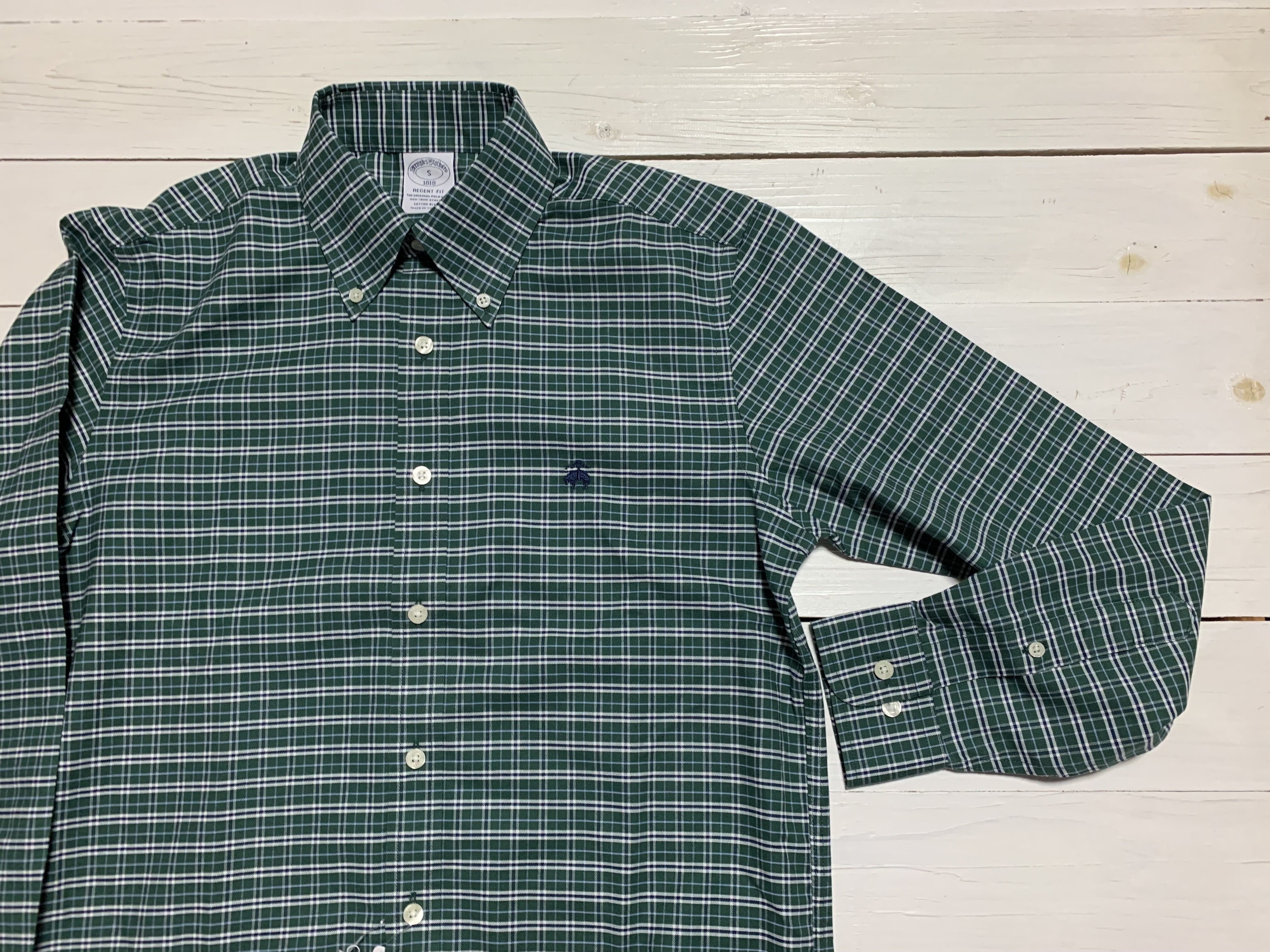 長袖 ワンポイント ボタンダウンシャツ チェック グリーン メンズ Brooks Brothers BB2-056