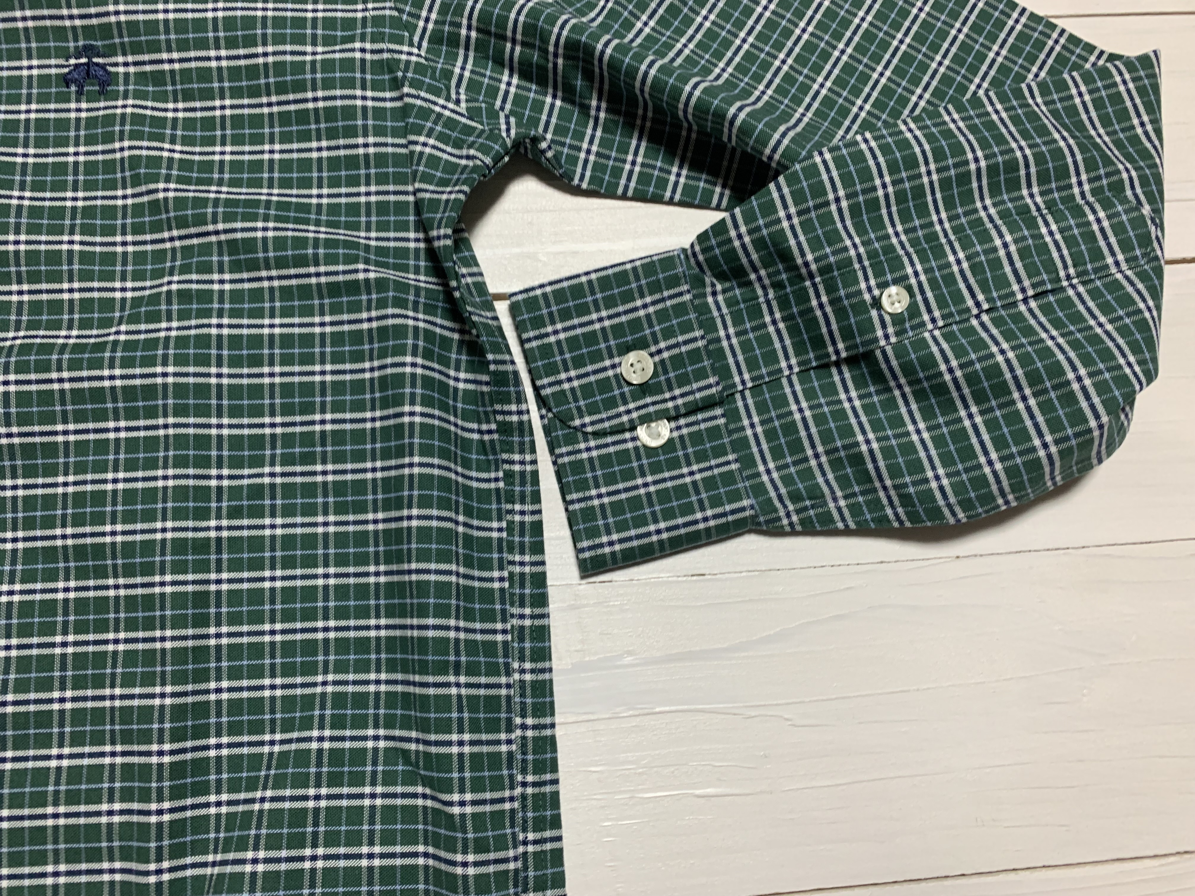 長袖 ワンポイント ボタンダウンシャツ チェック グリーン メンズ Brooks Brothers BB2-056