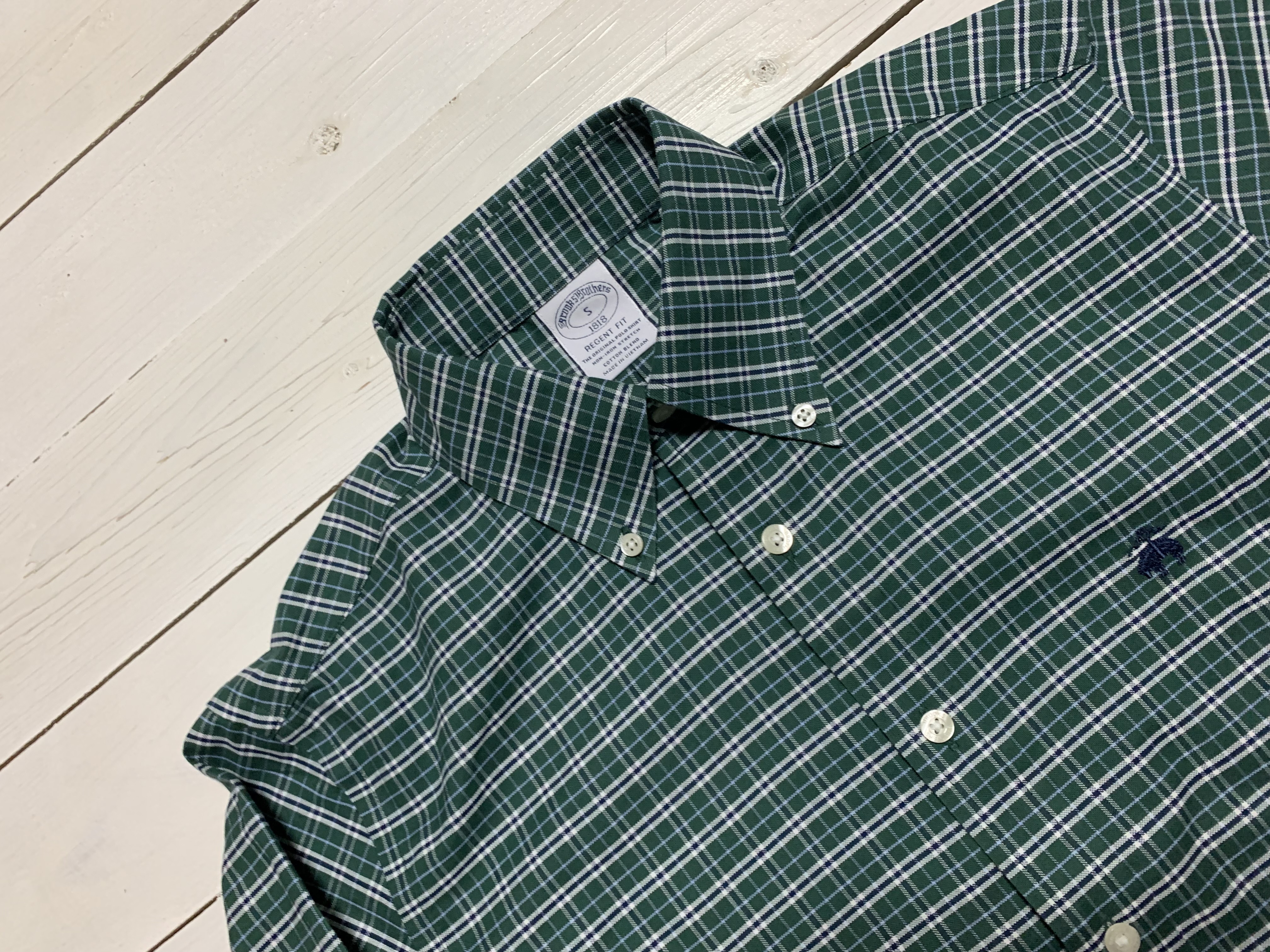 長袖 ワンポイント ボタンダウンシャツ チェック グリーン メンズ Brooks Brothers BB2-056