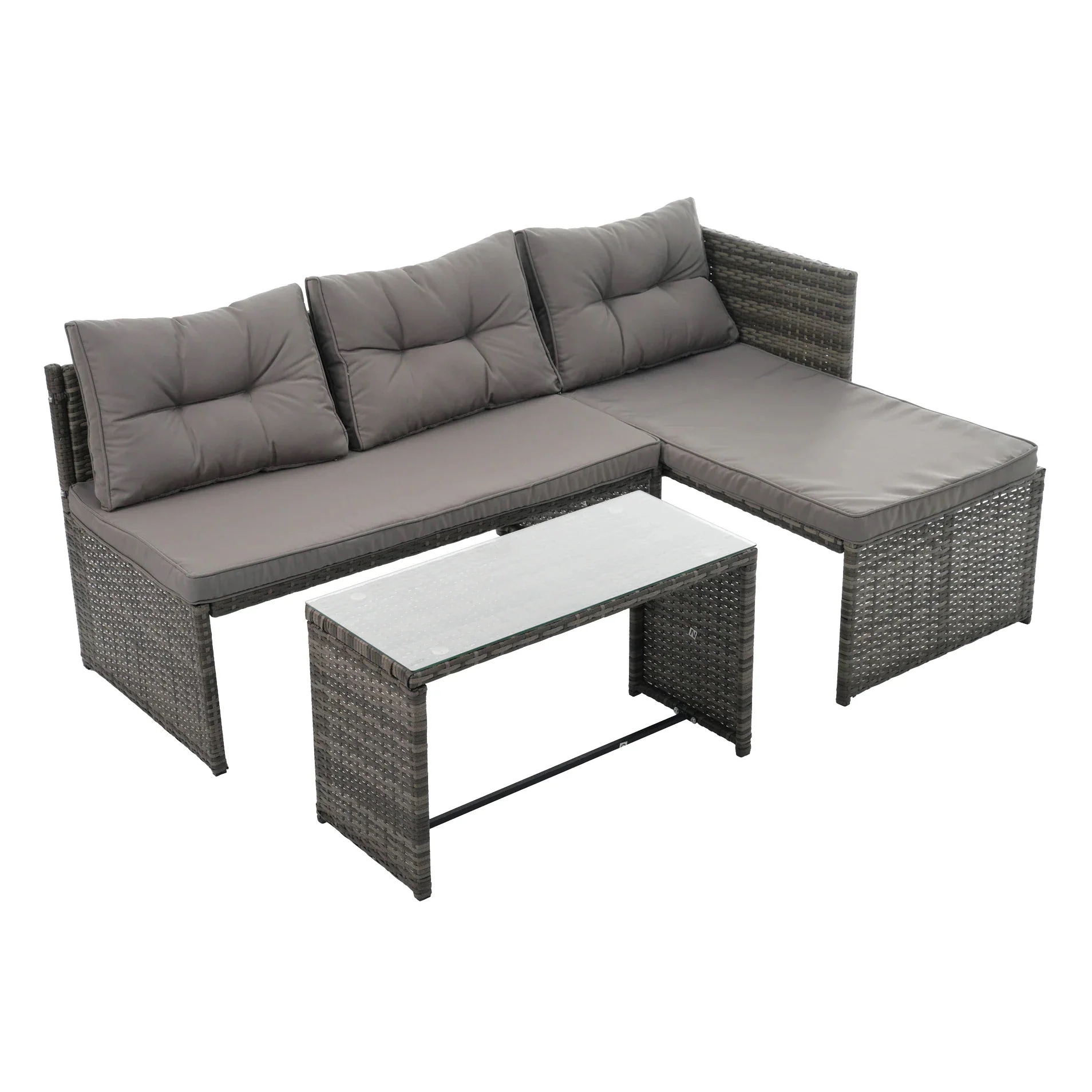 ガーデンファニチャー ファニチャー 4点セット ブラック×グレー ソファ