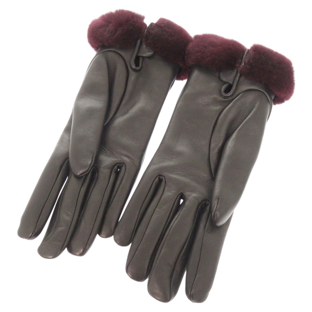 新品同様 ケリーグローブ 手袋・グローブ ラムスキン/カシミヤ/ミンク ブラック 1220【中古】 レディース