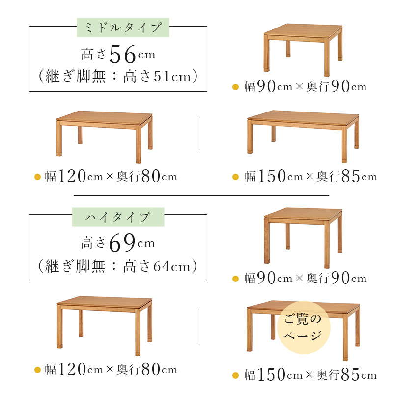 ダイニングこたつテーブル ハイタイプ 長方形 150x85cm 高さ64-69cm おしゃれ 木製 家具調 リビング ソファー 高さ調節 継脚付き