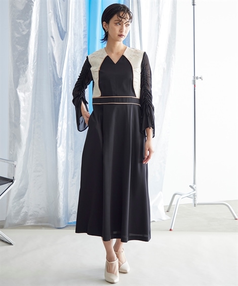 Callarus 結婚式 オケージョン ドレス 黒 ジャガード 5L 大きめ 結婚式・パーティー・オケージョンドレス】ジャガードボレロ