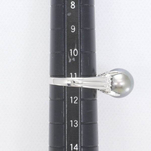 PT900 プラチナ リング 11号 パール(真珠) 約10mm ダイヤ 0.08 中古 PT900 プラチナ リング 11号 パール(真珠) 約10mm ダイヤ 0.08 中古