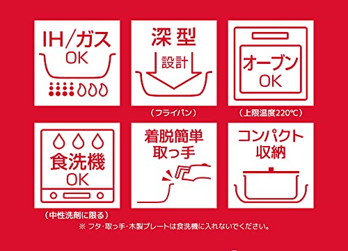 色：レッド サイズ：9点セット サーモス デュラブルシリーズ 取っ手のとれるフライパン9点セットAA