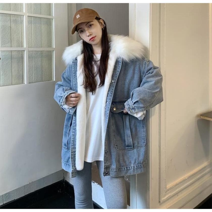 デニムジャケット レディース 裏ボア 厚手 アウター Gジャン 襟ボア 冬服 コート カジュアル 20代 30代 40代 50代