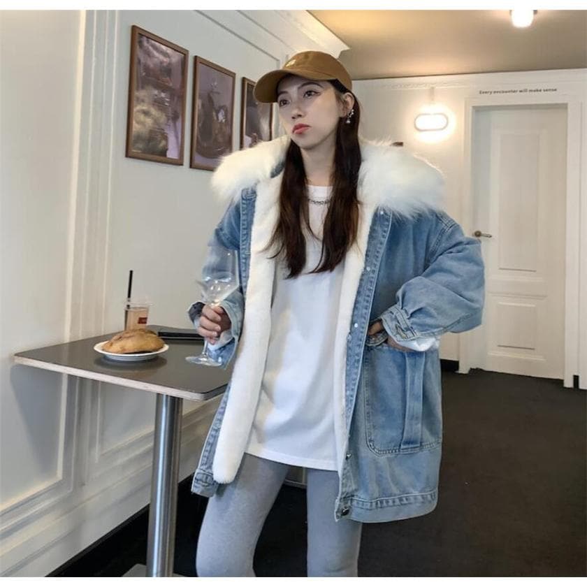 デニムジャケット レディース 裏ボア 厚手 アウター Gジャン 襟ボア 冬服 コート カジュアル 20代 30代 40代 50代