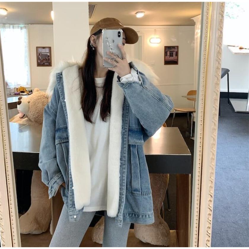 デニムジャケット レディース 裏ボア 厚手 アウター Gジャン 襟ボア 冬服 コート カジュアル 20代 30代 40代 50代