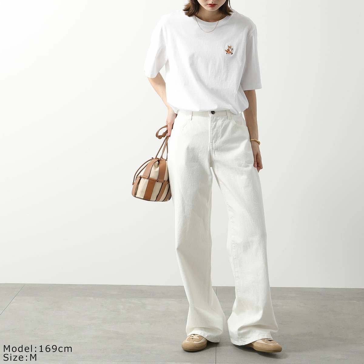 MAISON KITSUNE メゾンキツネ Tシャツ MW00119KJ0008 レディース 半袖 クルーネック カットソー コットン フォックス刺繍パッチ カラー4色