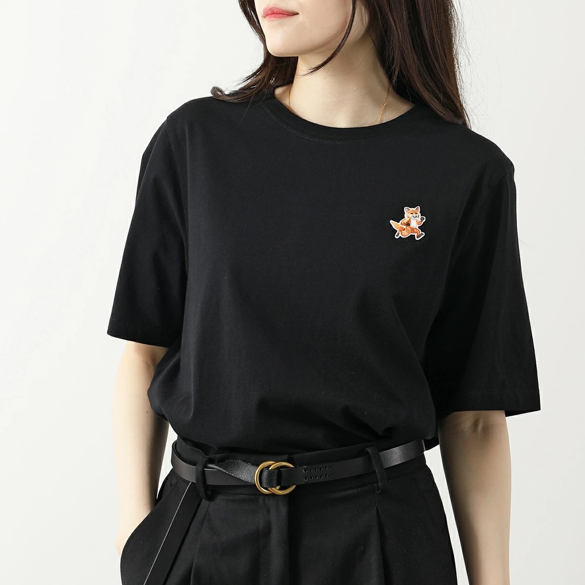 MAISON KITSUNE メゾンキツネ Tシャツ MW00119KJ0008 レディース 半袖 クルーネック カットソー コットン フォックス刺繍パッチ カラー4色