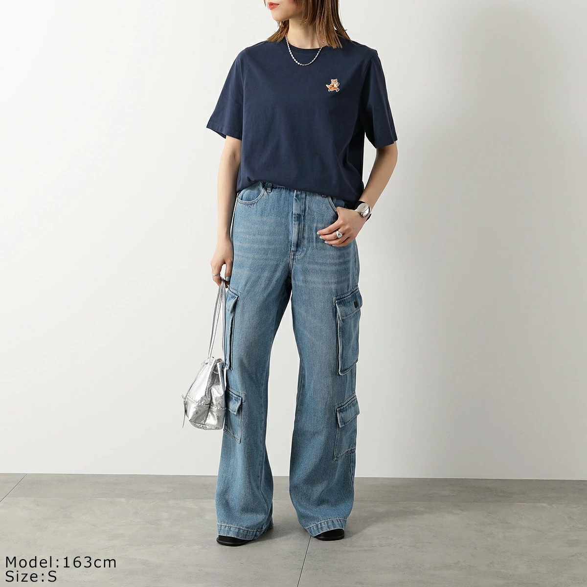 MAISON KITSUNE メゾンキツネ Tシャツ MW00119KJ0008 レディース 半袖 クルーネック カットソー コットン フォックス刺繍パッチ カラー4色