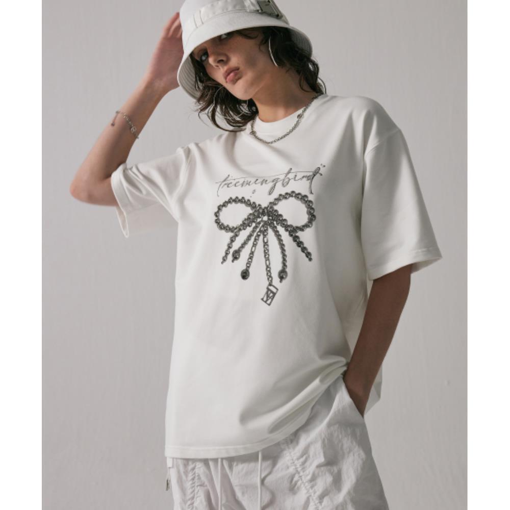 TREEMINGBIRD Sliver Ribbon TShirts White TMB242HT801_0 TREEMINGBIRD Sliver Ribbon TShirts White TMB242HT801_0
