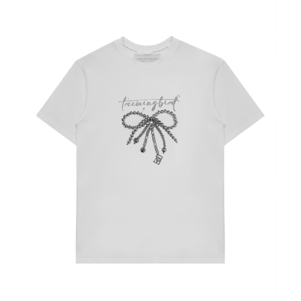 TREEMINGBIRD Sliver Ribbon TShirts White TMB242HT801_0 TREEMINGBIRD Sliver Ribbon TShirts White TMB242HT801_0